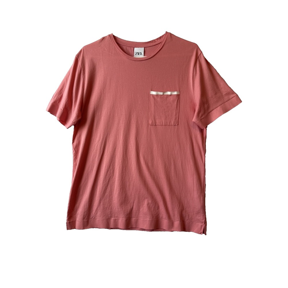 Zara Coral Pink Pocket T Shirt Minimalist Casual Short Sleeve Tee Women's M